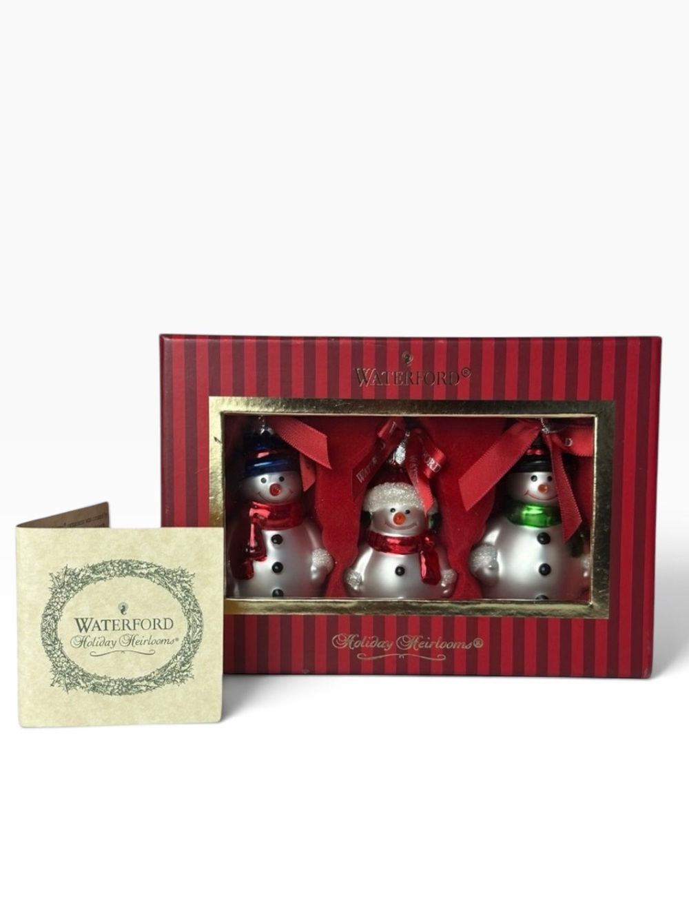 Waterford Holiday Heirlooms Snowman Ornament Set (3) NIB